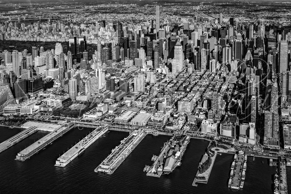Manhattan New York City Aerial View BW