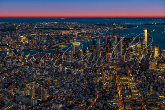Aerial New York City Sunset