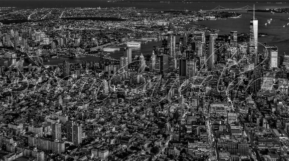 Aerial New York City Sunset BW BW