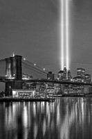 NYC Brooklyn Bridge 911 Tribute  BW