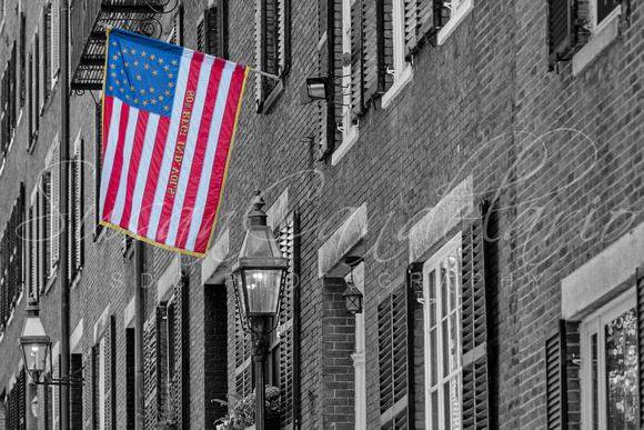 Acorn Street US Flag Boston