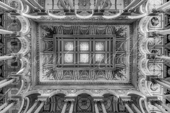 Library Of Congress Main Hall Ceiling BW