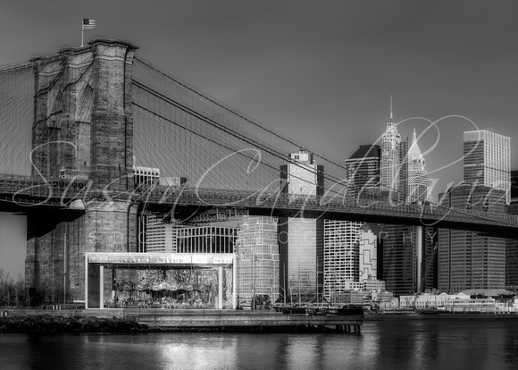 Jane's Carousel Brooklyn Bridge NYC BW