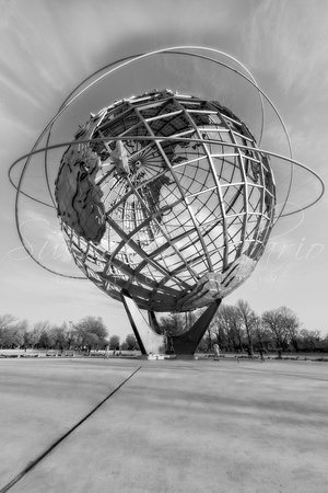 NYC Unisphere - Earth Day BW