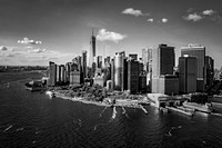 Lower Manhattan Aerial View BW