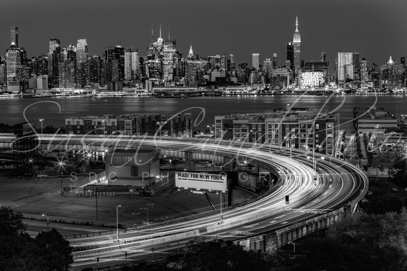 Lincoln Tunnel Helix and NYC Skyline BW