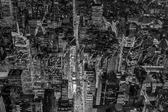Aerial New York City 42nd Street BW