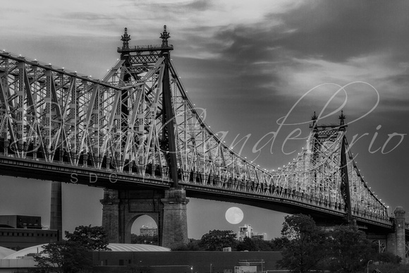 59 Street Queensboro Bridge Full Moon BW