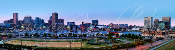 Baltimore Skyline Panorama At Twilight