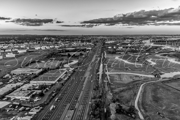New Jersey Turnpike Aerial View BW