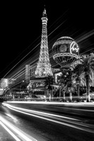 Paris In Las Vegas Strip Light Show BW
