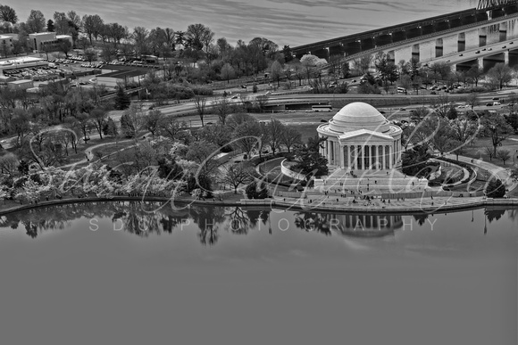 Jefferson Memorial Aerial BW