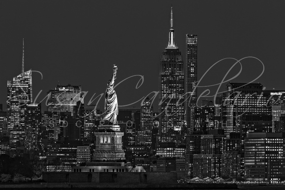 Empire State And Statue Of Liberty II BW