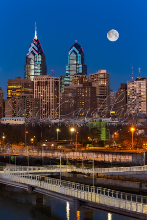 Philly Skyline Full Moon