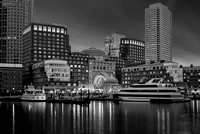 Boston Harbor Skyline and Financial District BW