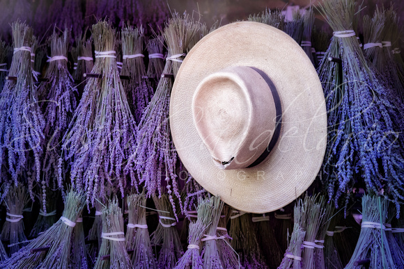 Straw Hat and French Lavender Bunches