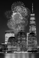 WTC NYC Fireworks BW