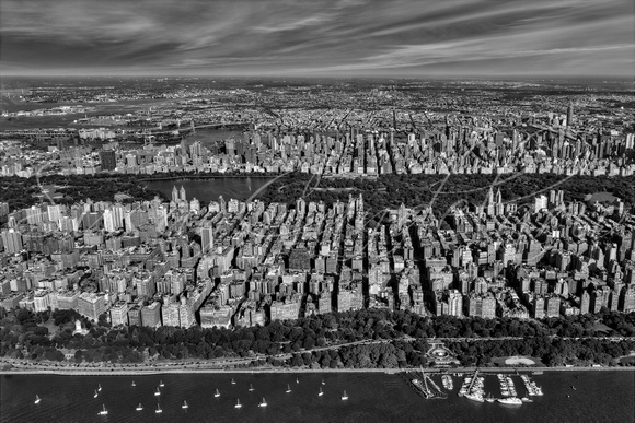 Central Park NYC Aerial BW