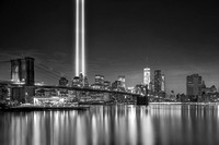 Brooklyn Bridge 911 Tribute NYC BW