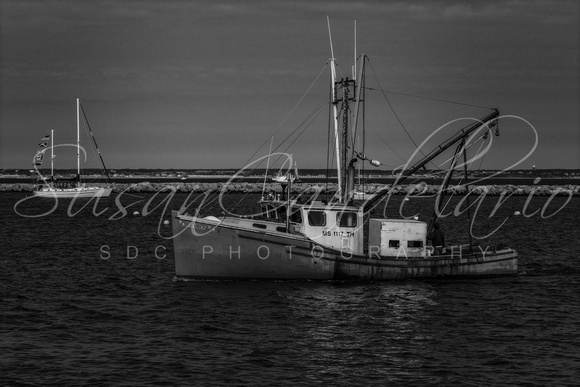 Anchored Fishing Troller BW