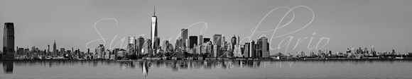 NJ NYC Skyline Panorama BW