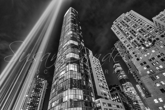 WTC NYC 911 Tribute In Lights BW