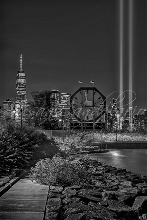 Colgate Clock WTC 911 Tribute In Lights BW