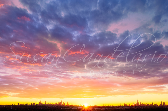 Aerial NYC Skyline Sunrise