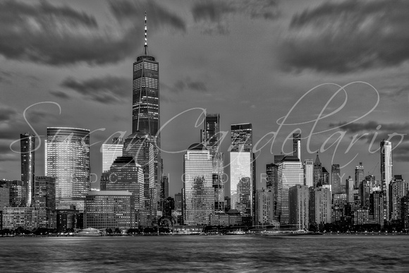 NYC Skyline Twilight BW