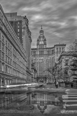Manhattan Municipal Reflection BW