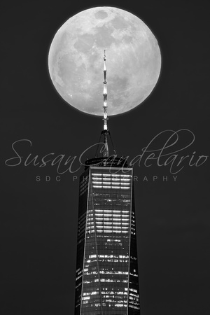 World Trade Center Super Moon BW