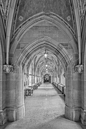 Yale University Cloister Hallway BW