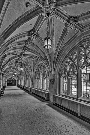 Yale University Cloister Hallway II BW