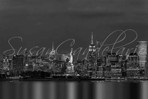 Empire State And Stature Of Liberty BW