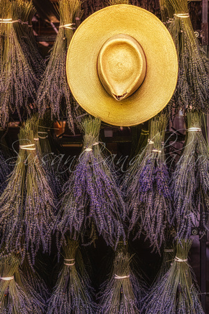 Straw Hat and Lavender Bunches