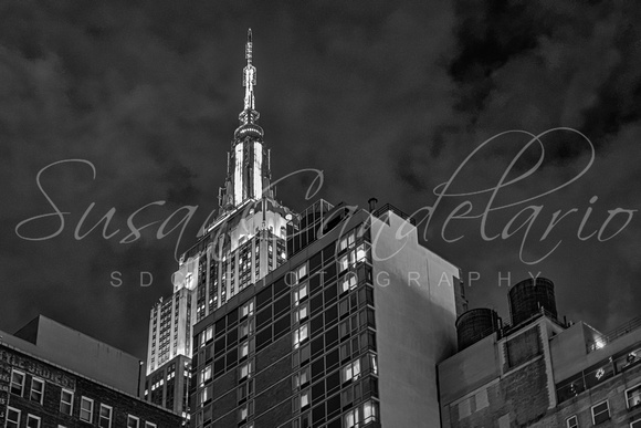Empire State Building Christmas BW