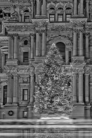 Philadelphia City Hall Xmas BW
