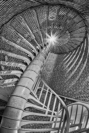 Barnegat Light Spiral Staircase BW