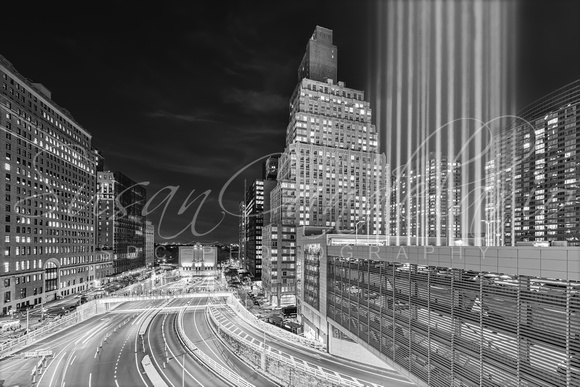 NYC Tribute In light Installation BW