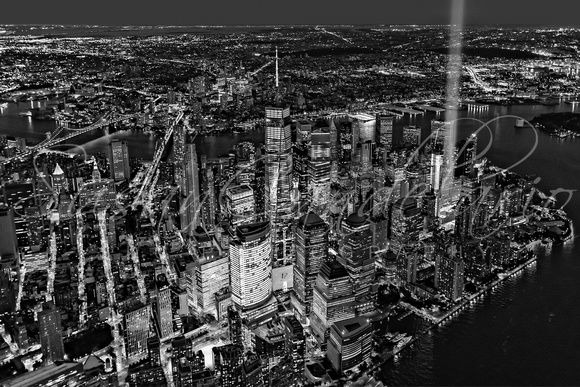 911 Tribute In Light In NYC BW