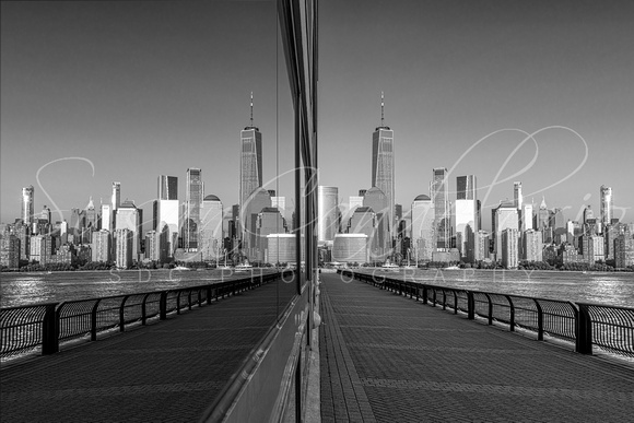 NYC Skyline Reflections BW