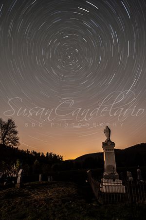 Stars Trails Over Cemetery