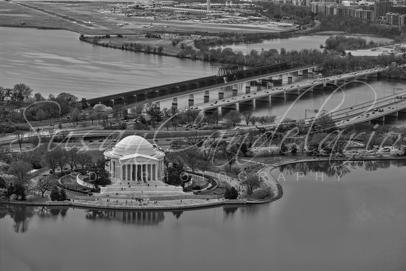 Jefferson Memorial Aerial BW