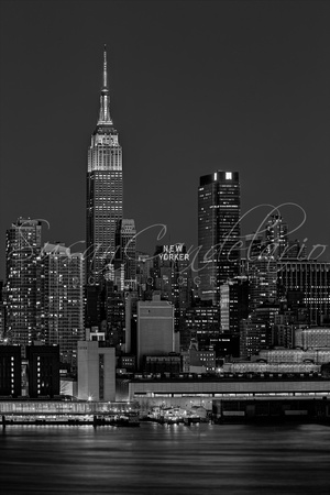 Empire State Building In Christmas Lights BW