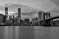 One World Trade Center And The Brooklyn Bridge BW